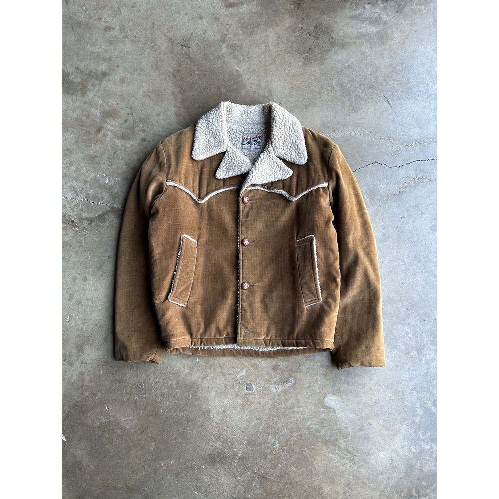 Vintage 70s Brush Suede Lee Storm Rider‎ Western Sherpa Lined Trucker Jacket